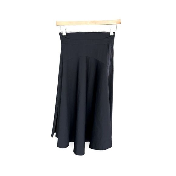 A.L.C. | Black Cotton Flare Midi Skirt (2) - Picture 2 of 5